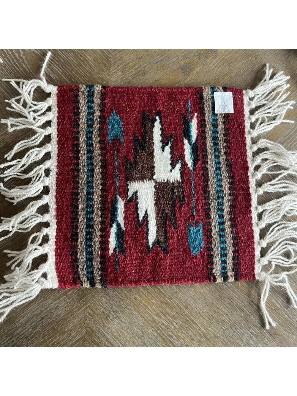 El Paso Blanket Company Woven Table Rug Fringe 90% Wool 15” X 10.5